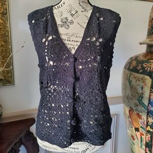 Vintage Crochet Silk Bend Boho Vest